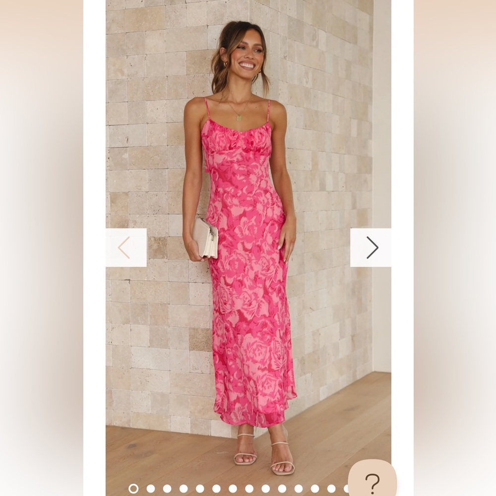 Elegant Pink Floral Maxi Dress